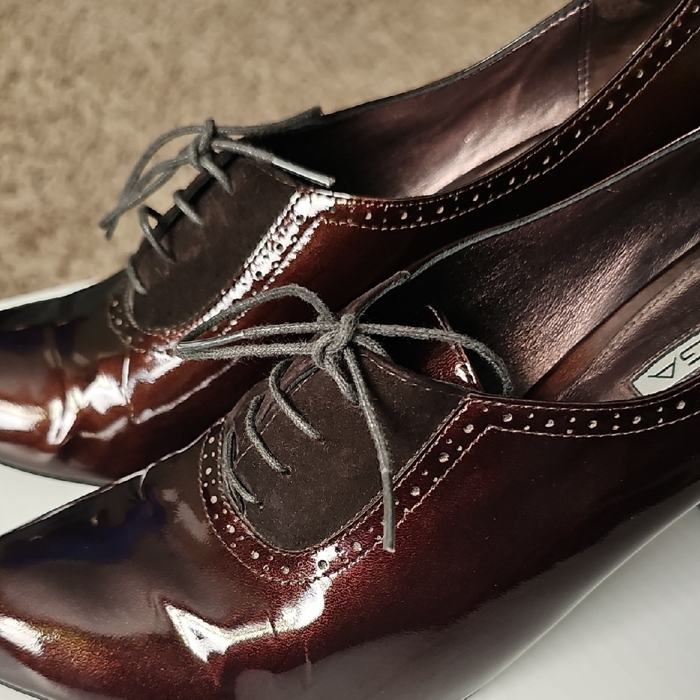 Via Spiga Oxford Metallic Brown Lace-Up Heels, Womens Size 9 - Picture 8 of 8